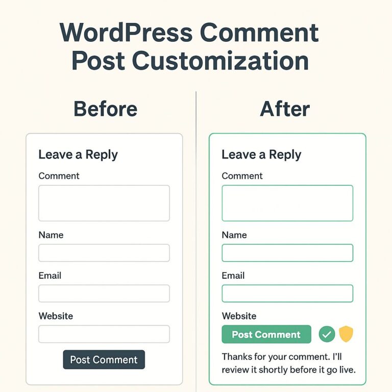 Modern WordPress comment form after a wordpress comment post customization with improved UX and spam protection