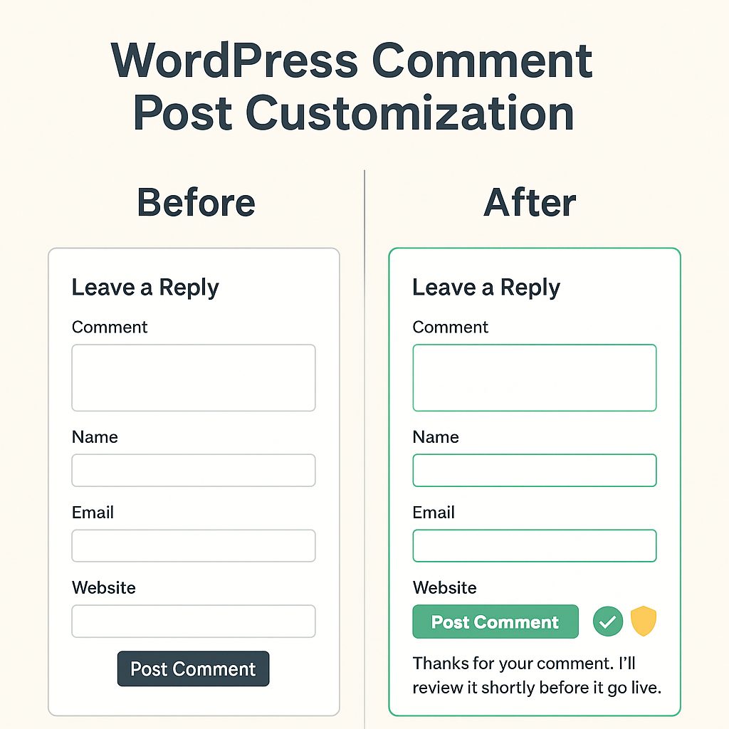 Modern WordPress comment form after a wordpress comment post customization with improved UX and spam protection